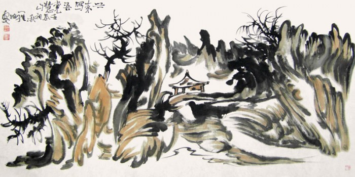 罗治安作品 兴来写吾觉慧山尺寸138x68cm