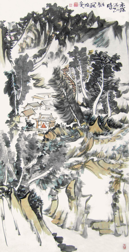 罗治安作品 林深不知时尺寸68x138cm