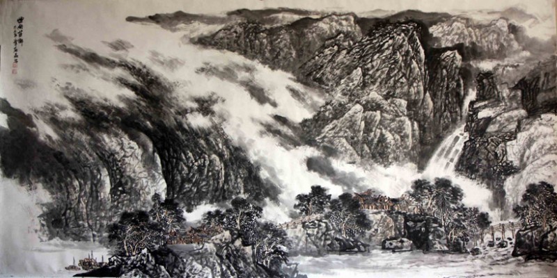 谭翃晶作品 烟雨苗乡124x248