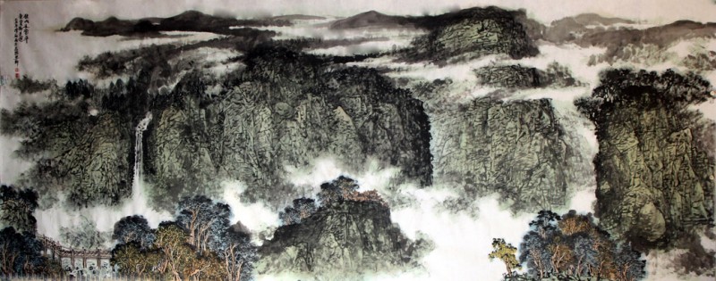谭翃晶作品 住山不觉年-望云即是仙145X360