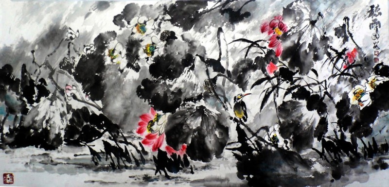 崔国安作品 听雨四190<em></em>x87