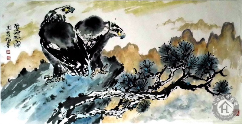 崔国安作品 指画双赢图136x68---复件