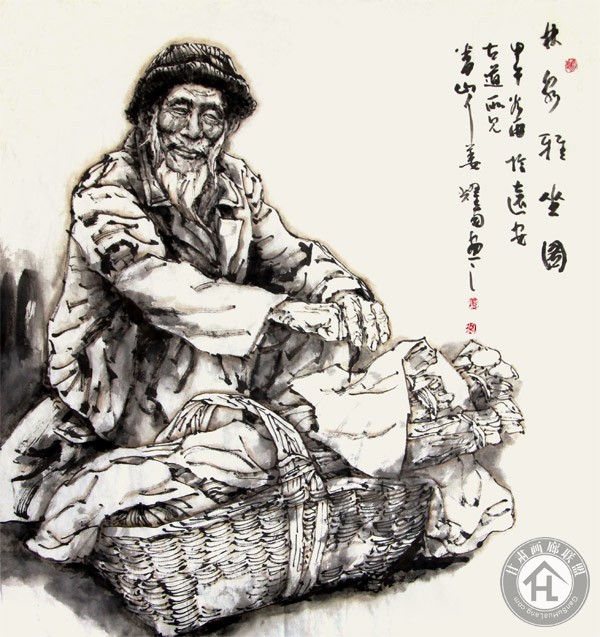 姜耀南作品 林泉雅坐(中国画)90-90cm2014---复件(1)