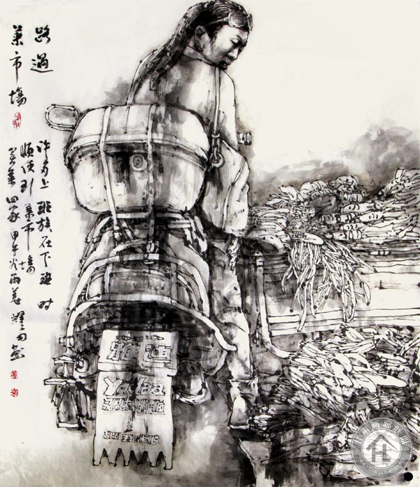 姜耀南作品 路过菜市场97-97cm