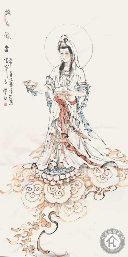 姜耀南作品 撒水观音-136-69cm--2016---复件