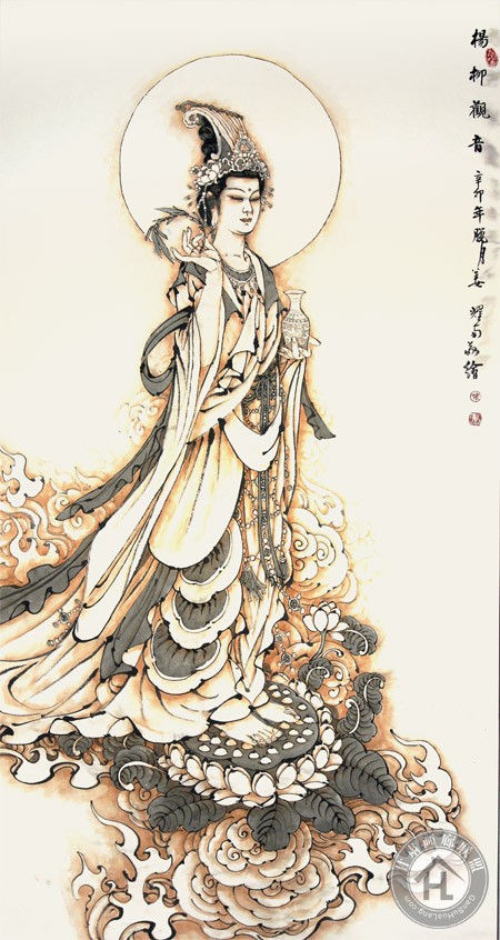 姜耀南作品 杨柳观音181-95cm