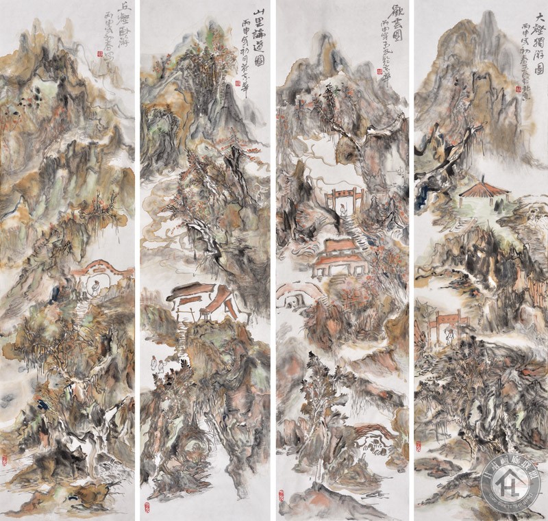 李玉民山水四条屏