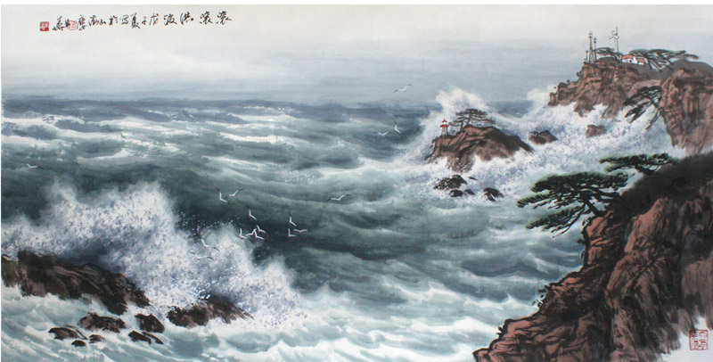 徐生华作品 滚滚洪波-68x136cm