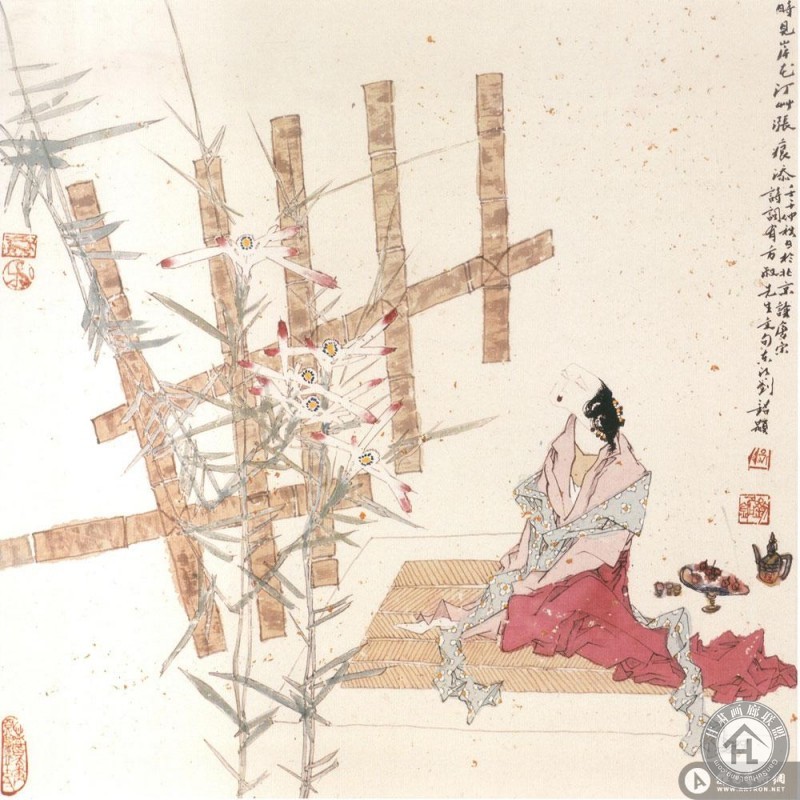 刘铭作品 时见岸花汀草涨痕添