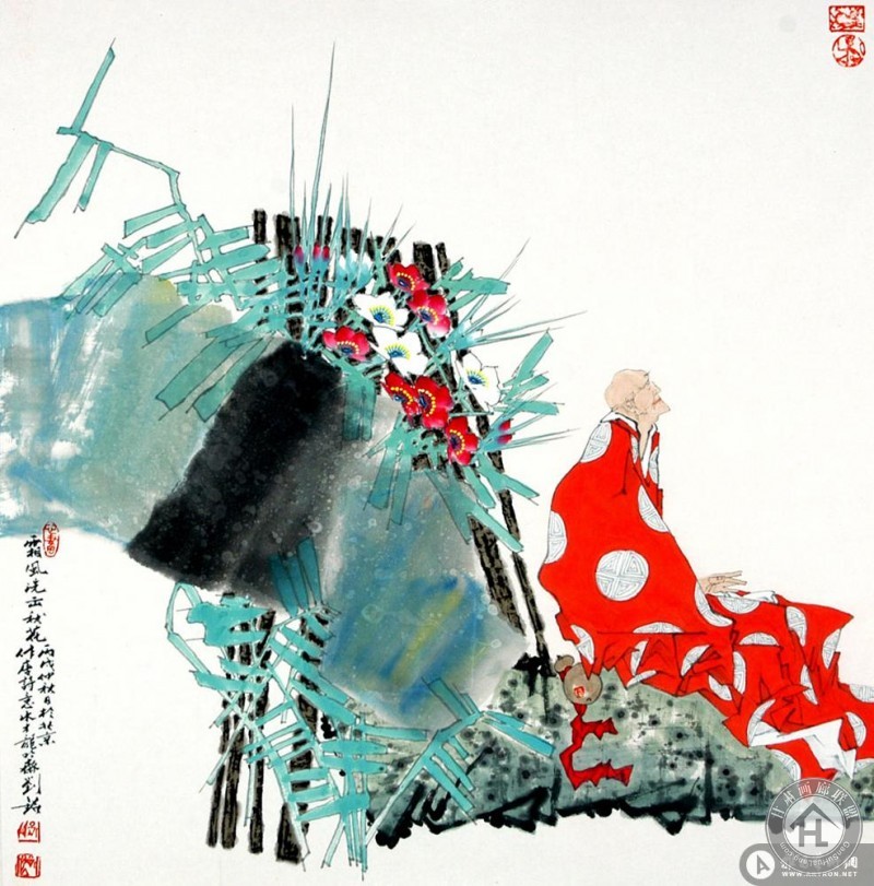 刘铭作品 添霜风洗出秋花