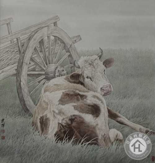 丛建辉作品 草原的故事之一-65×65cm