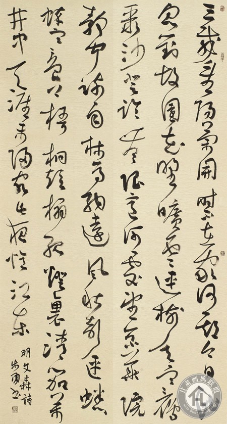 韩步勇 草书文森诗二首2011年尺寸180cmX96cm