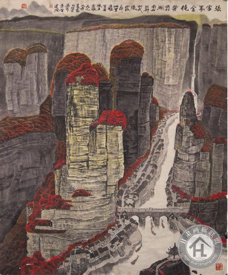 邹建源张家界山水系列作品 张家界金秋(117cm×96cm)