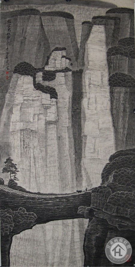 邹建源张家界山水系列作品 张家界牧歌(69cm×137cm)