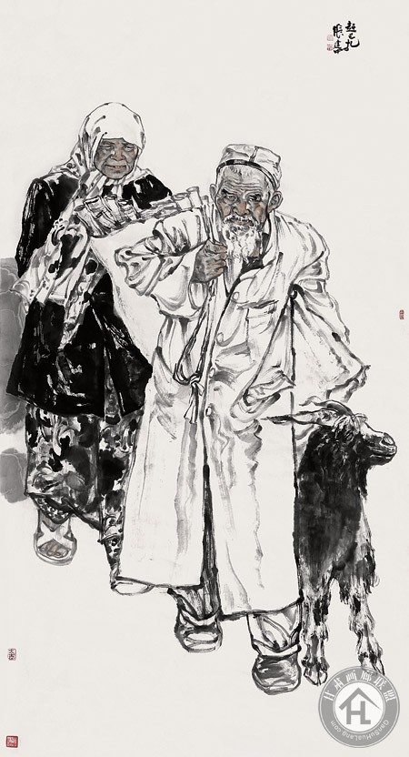张建中作品 巴扎之一--180cm×98cm