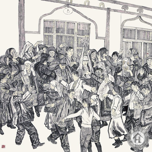 李冬-《定居点的婚礼》-2013年-240×240cm