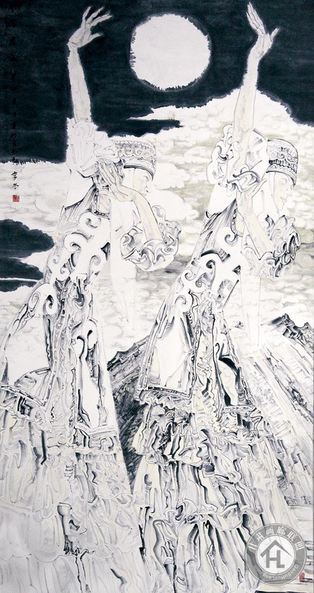 李冬《月满昆仑》180cmx96cm---复件(1)