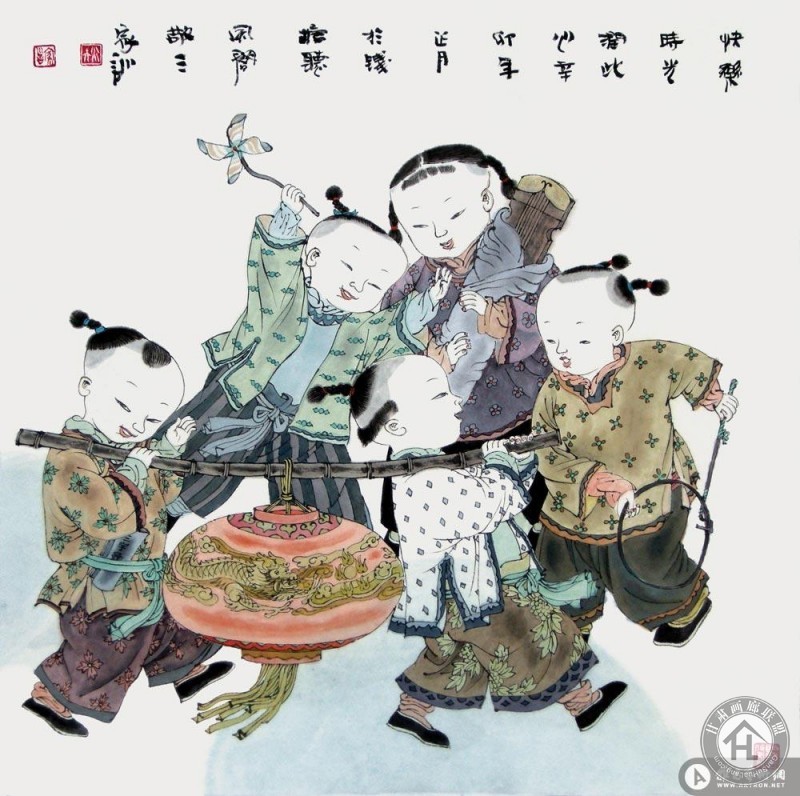 王家训工笔作品 快乐时光润此心