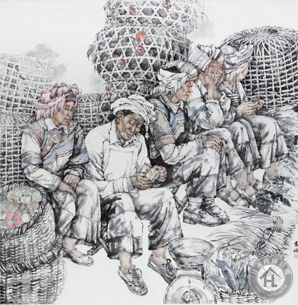 张怀月作品 赶街180<em></em>x180cm