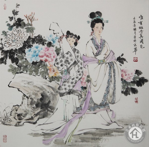 张怀月作品《唯有牡丹争国色》68cmX68cm
