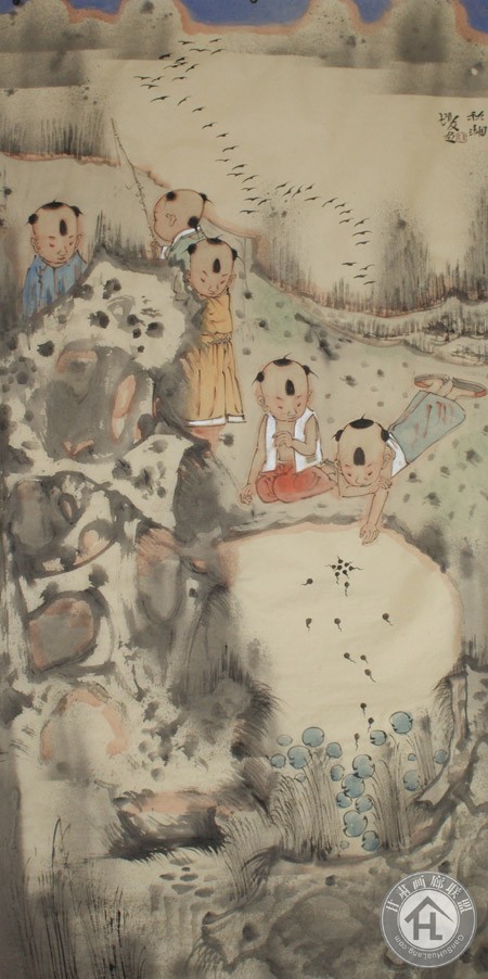 金增友作品 宋园往事系列二168x68cm