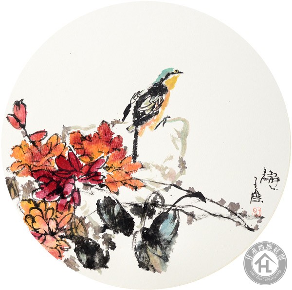 霜天独秀-王云-2017年-42cm×42cm