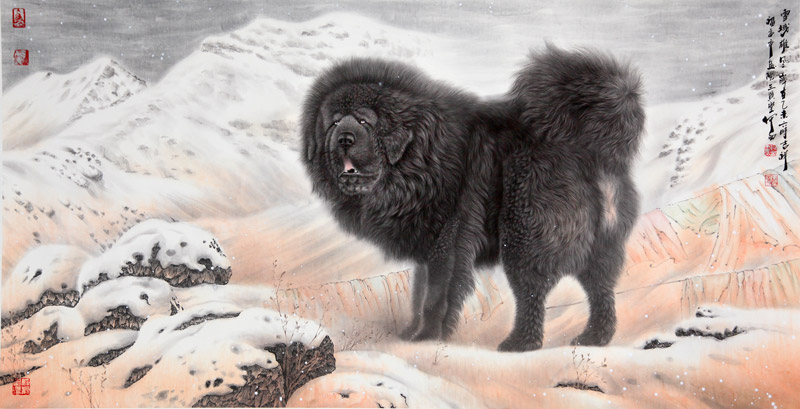 何西作品《雪域雄风》68cm×136cm