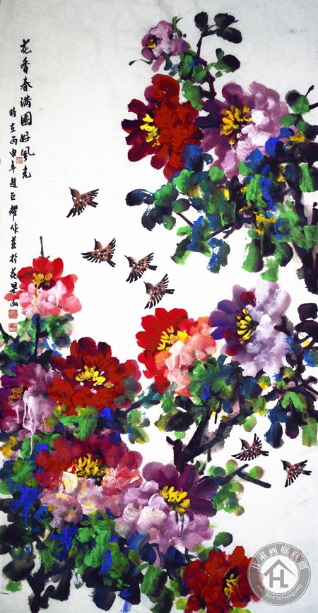 赵巨耀作品《花香春满园好风光》68cm×136cm
