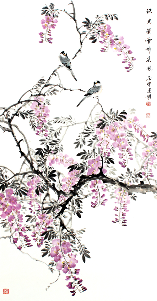 《珠光紫雪醉春风》136cm×68cm 逄建明