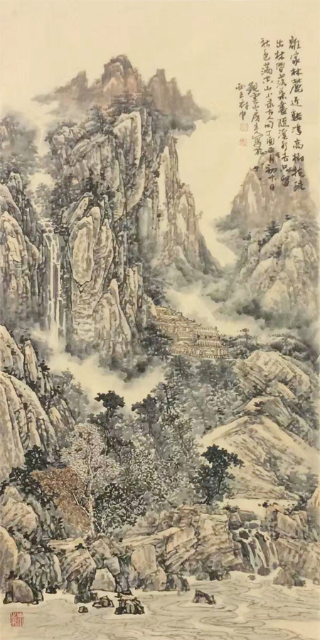 溪流秋色 136cm×68cm 余新民