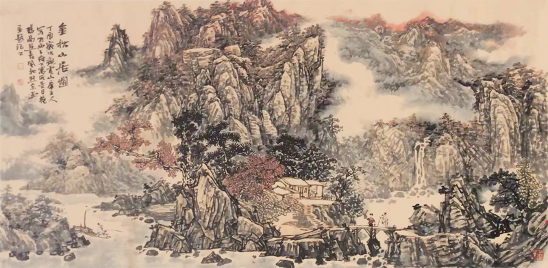 金秋山居图 136cm×68cm 余新民