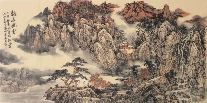 溪山观云 136cm×68cm 余新民