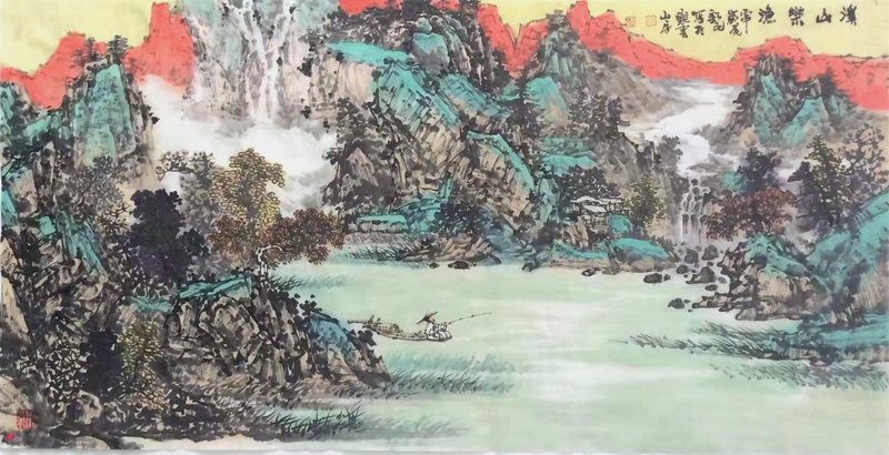 溪山乐渔 136cm×68cm 余新民