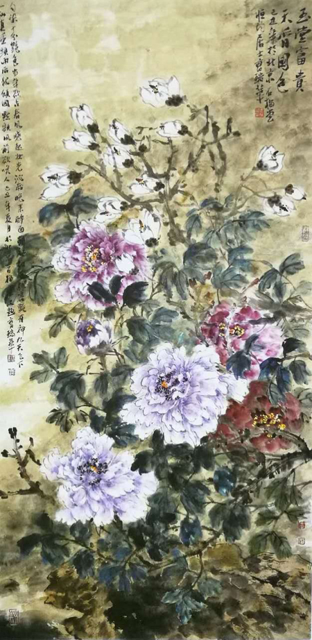 《玉堂富贵》138cmx68cm 曹瑞华作品