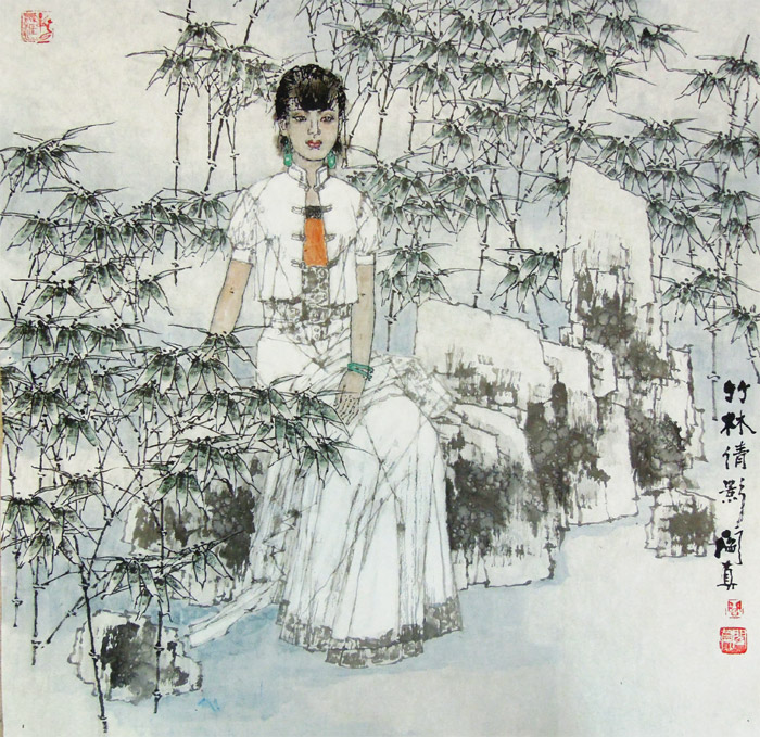 阎真作品《竹林倩影》68cmX68cm