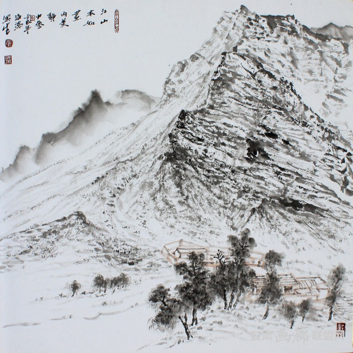 江山本如画 50cmx50cm 水墨写生 2012年 张海鸿