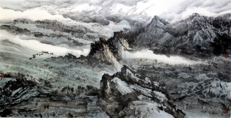 苍茫雪域 136cmx68cm 2012年 纸本设色 张海鸿