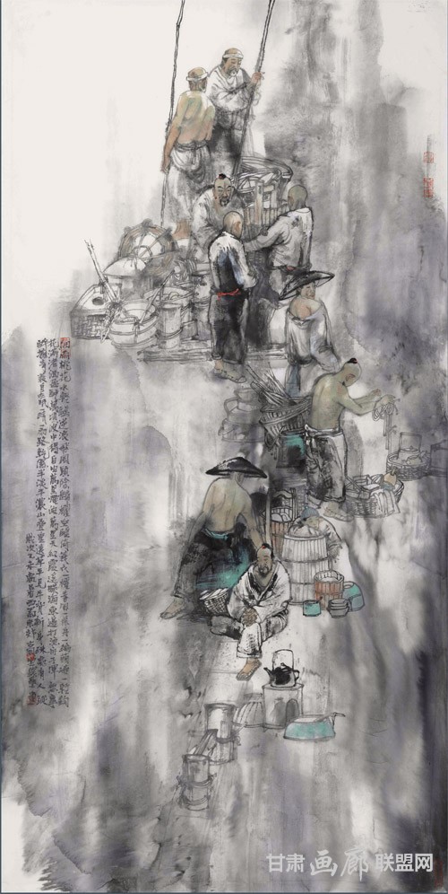 《细雨桃花水》138cm×68cm 2015年 钱磊