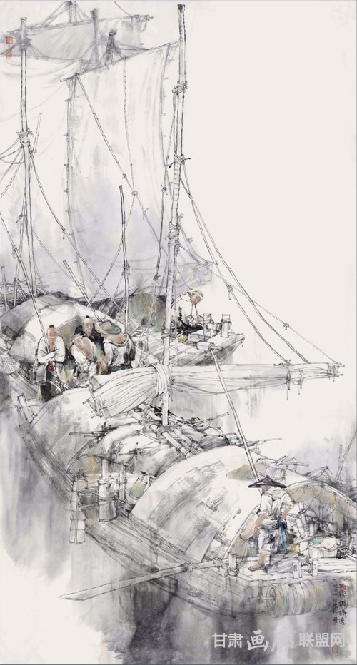 《雨雾风桥边》180cm×97cm 2015年 钱磊