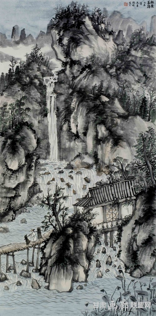 林泉牧归 136×68cm 陶将