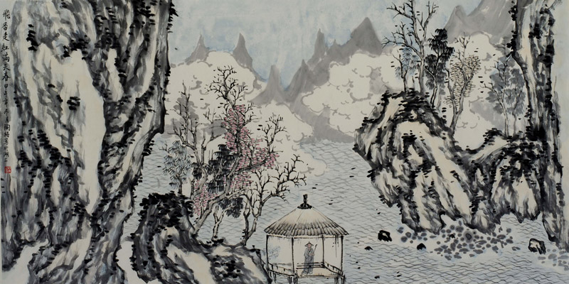14飞香走红满天春136×68cm 陶将