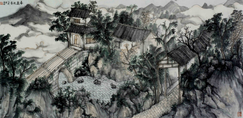 春泉流香 136×68cm 陶将