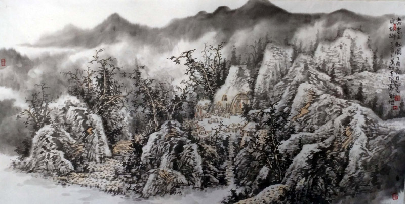 《春云又起图》杜剑君136x68cm