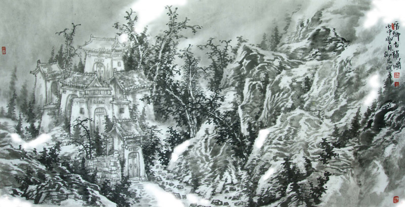 《晋岭深处》杜剑君136x68cm