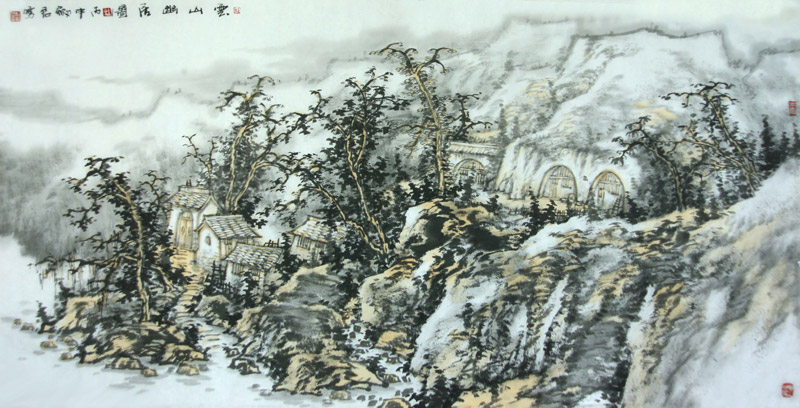 《云山幽居图》杜剑君136x68cm