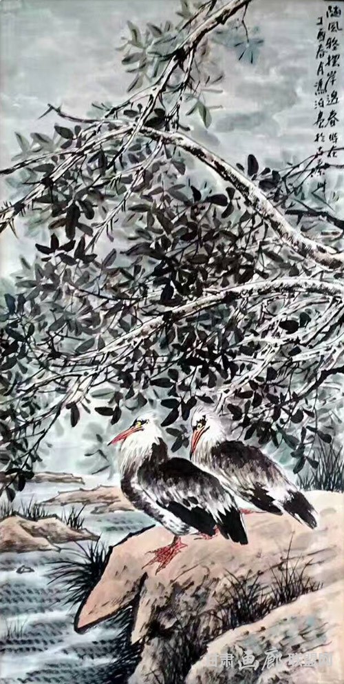 冯泊作品《随风轻摆岸边春》