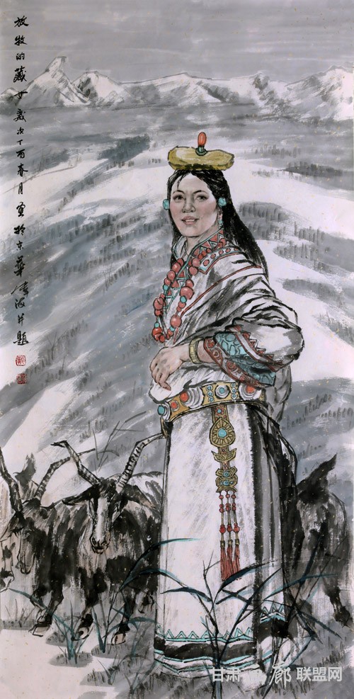 放牧的藏女-70<em></em>x140 龚伟海