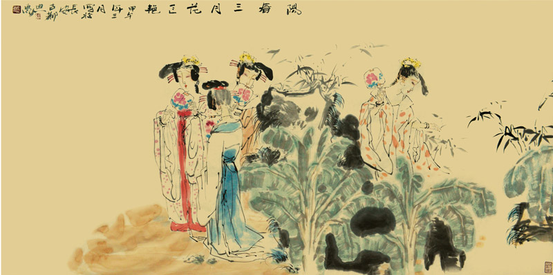 阳春三月花正艳68x138cm 2016年 陈恩惠