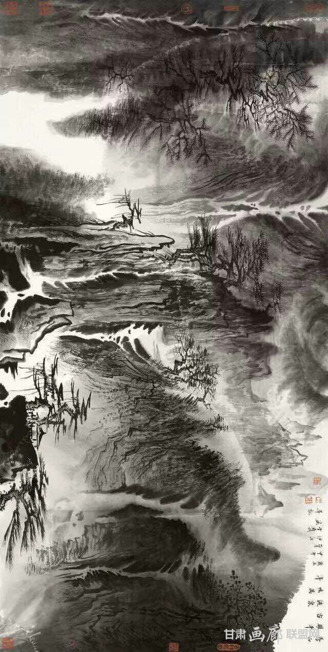 《苍山雄千古 流泉鸣万年》69x138cm 2014