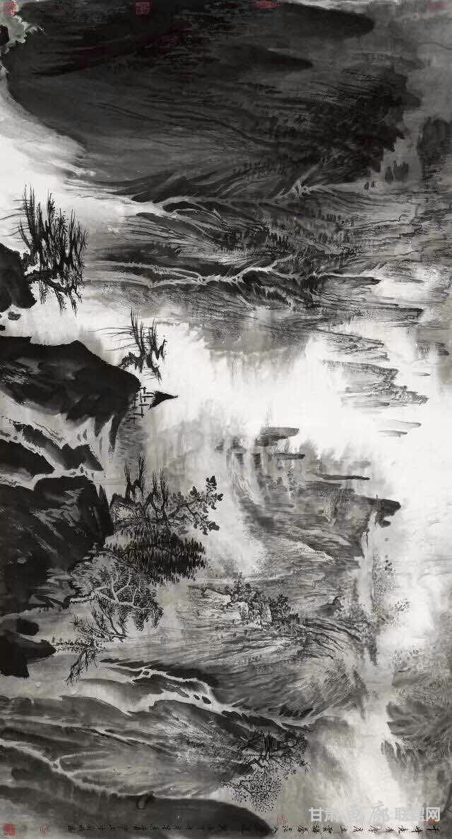 《千峰竞秀摩肩立 云海苍茫入望迷》90<em></em>x180cm 2014